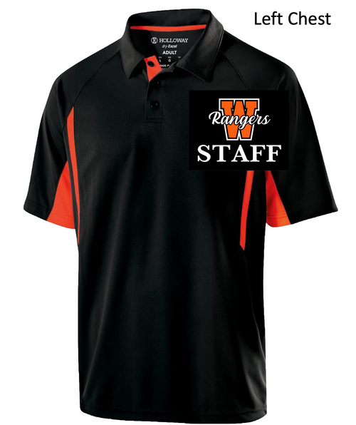 BLACK AND ORANGE POLYESTER POLO (ADULT AND LADIES) lanstafflcmono