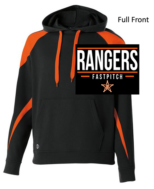 BLACK WITH ORANGE COTTON/POLYESTER FLEECE HOOIDE (YOUTH AND ADULT) northsoftstar