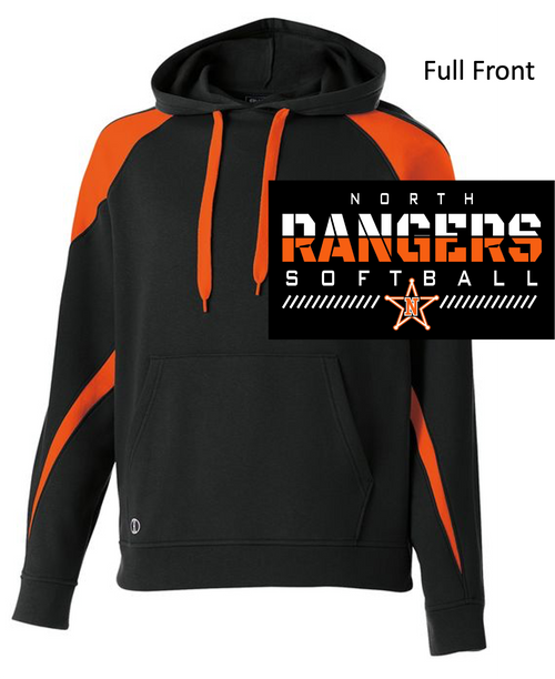 BLACK WITH ORANGE COTTON/POLYESTER FLEECE HOODIE (YOUTH AND ADULT) northsoftnorth