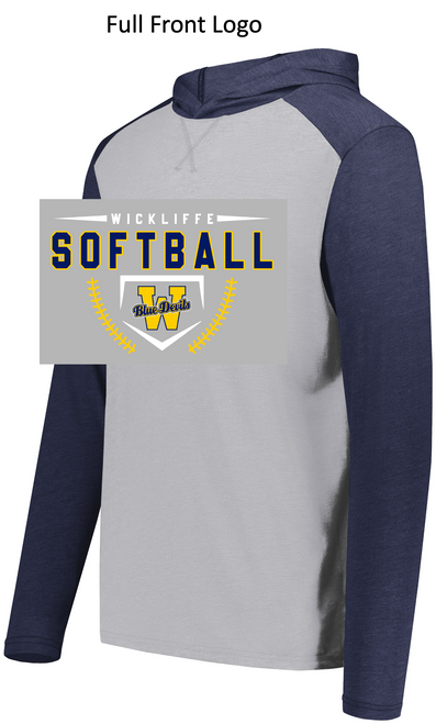 GREY AND NAVY TRIBLEND LIGHTWEIGHT HOODIE (ADULT) wicksoftsb