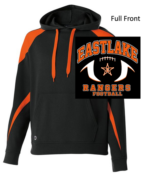 BLACK WITH ORANGE COTTON/POLYESTER FLEECE HOOIDE (YOUTH AND ADULT) emsfb
