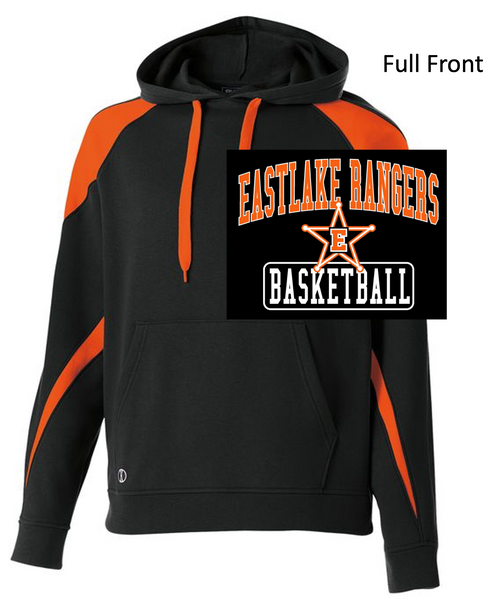 BLACK WITH ORANGE COTTON/POLYESTER FLEECE HOODIE (YOUTH AND ADULT) emsbbb