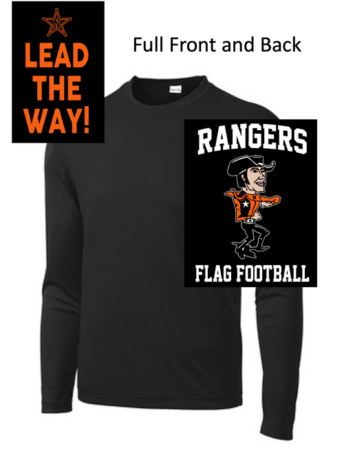 BLACK PERFORMANCE TEE - LONG SLEEVE (ADULT AND YOUTH) northflagranger