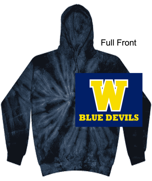 NAVY TIE-DYED HOODED SWEATSHIRT  (ADULT AND YOUTH) wickband