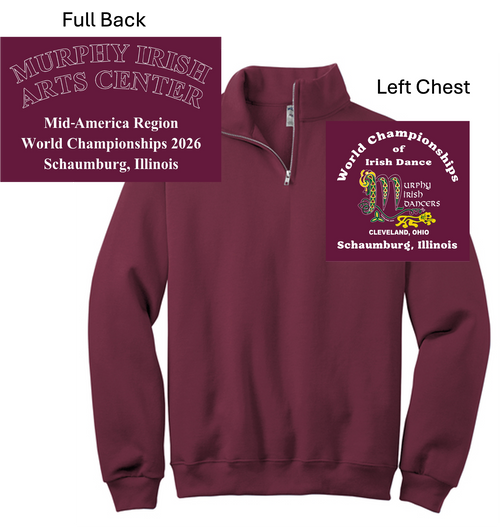MAROON SWEATSHIRT 1/4 ZIPPER -LONG SLEEVE (ADULT) murphylcworldbk