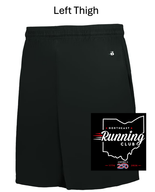 BLACK POLYESTER 7" SHORTS WITH POCKET  (YOUTH AND ADULT) nercthighyear