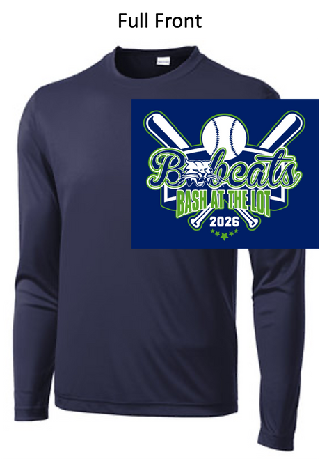 NAVY PERFORMANCE TEE - LONG SLEEVE (ADULT AND YOUTH) bobcatbash