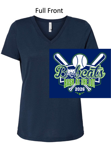 NAVY RELAXED LADIES VNECK T-SHIRT  (LADIES) bobcatbash