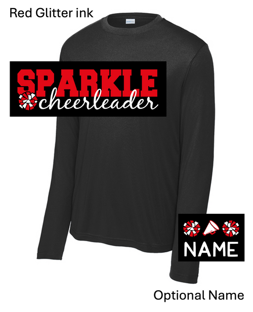 BLACK PERFORMANCE TEE - LONG SLEEVE (YOUTH AND ADULT) sparkchglitscript