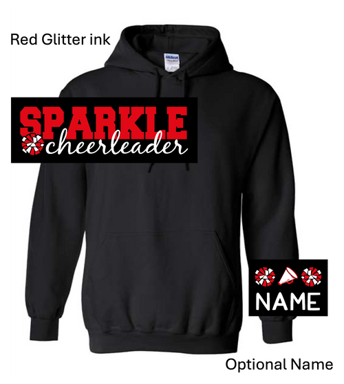 BLACK HOODED SWEATSHIRT (YOUTH and ADULT) sparkchglitscript