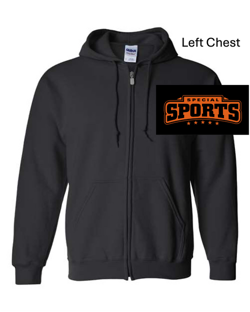 BLACK COTTON/POLYESTER FULL ZIPPER JACKET (ADULT AND Youth) specsports