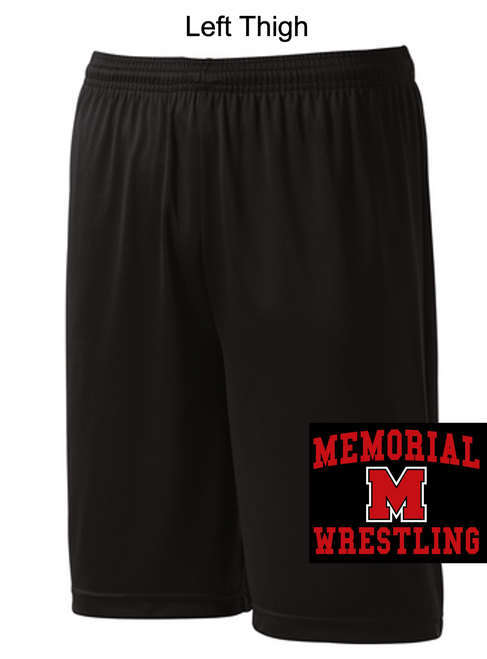 BLACK POLYESTER 9" SHORTS (YOUTH AND ADULT) memwrprac