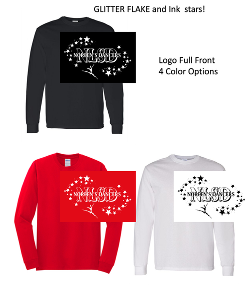 LONG SLEEVE T-SHIRT (YOUTH AND ADULT) ***WITH GLITTER FLAKE AND INK*** noreenfullwglit