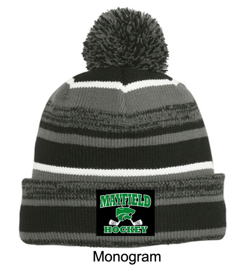 BLACK AND GREY KNIT BEANIE HAT (ONE SIZE) mhshoc