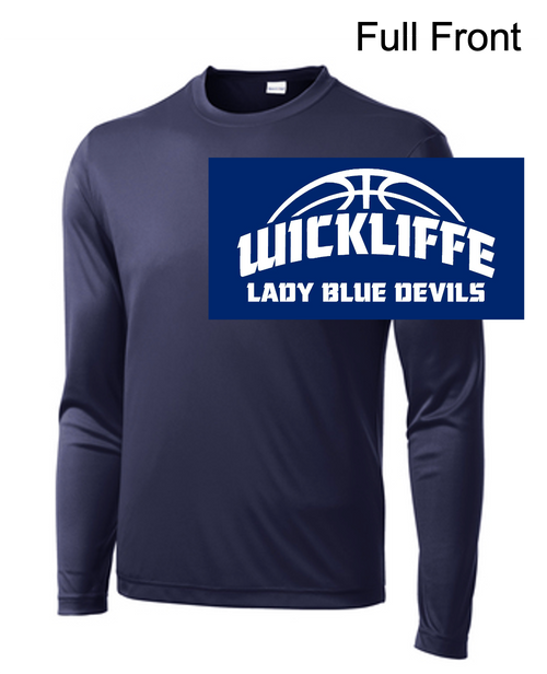 NAVY PERFORMANCE TEE - LONG SLEEVE (ADULT AND YOUTH) wickgbbball