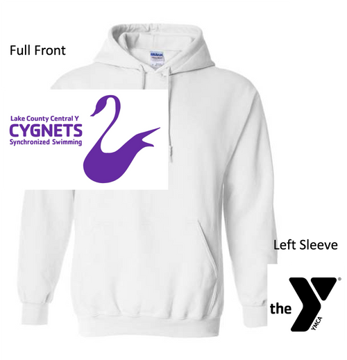 WHITE HOODED SWEATSHIRT (YOUTH AND ADULT) cygnet