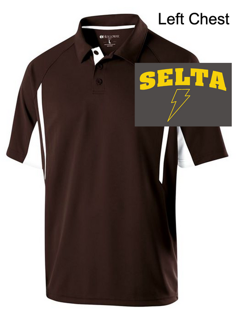 BROWN WITH WHITE POLYESTER POLO (ADULT AND LADIES) selta