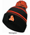 BLACK AND ORANGE ACRYLIC KNIT POM POM HAT (ONE SIZE) lantf