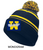 NAVY AND GOLD ACRYLIC KNIT POM POM HAT (ONE SIZE) wickelemmono