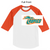 WHITE WITH ORANGE 3/4  SLEEVE COTTON T-SHIRT (ADULT AND YOUTH) tropics