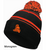 BLACK AND ORANGE ACRYLIC KNIT POM POM HAT (ONE SIZE) lanall