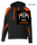 BLACK WITH ORANGE COTTON/POLYESTER FLEECE HOOIDE (YOUTH AND ADULT) lanfb