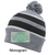 GREY, BLACK AND WHITE ACRYLIC KNIT POM POM HAT (ONE SIZE) longfellmono