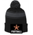 BLACK AND GREY POM POM KNIT HAT (ONE SIZE) emsfbmono