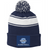 NAVY AND WHITE POM POM KNIT HAT (ONE SIZE) wargbbmono