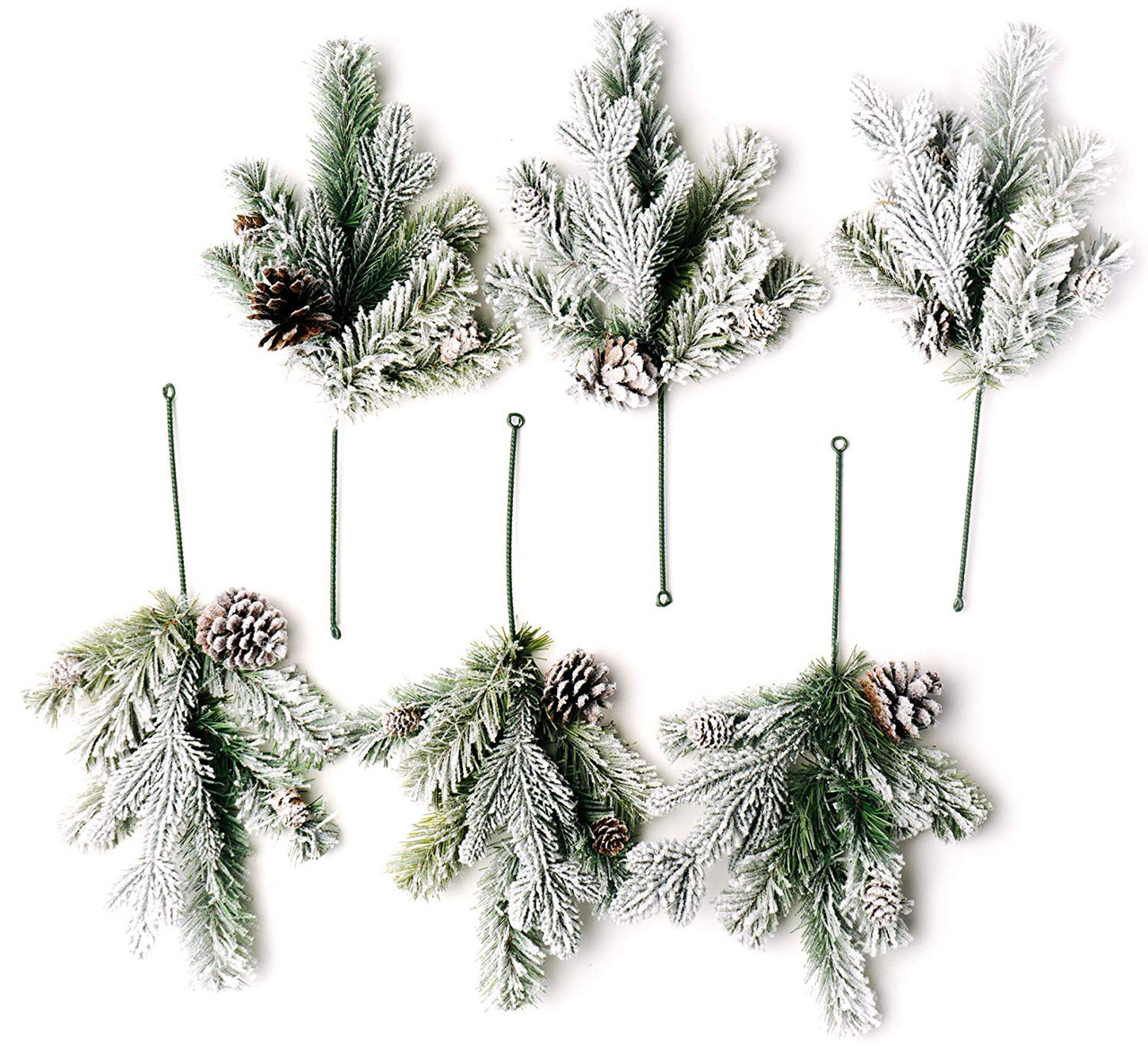 CraftMore Frosted Forest Pine Pick Set of 6 - CraftMore