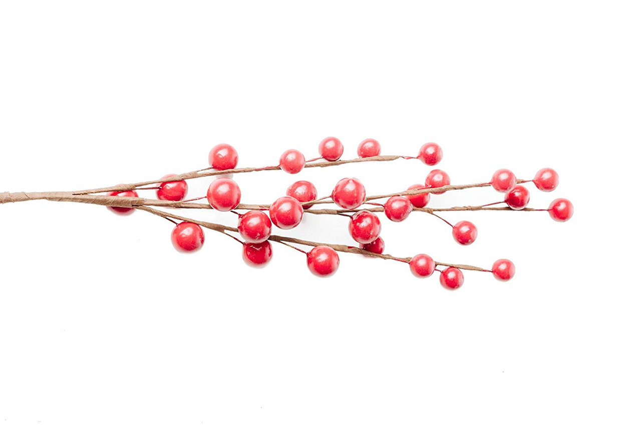 CraftMore Set of 12 Red Berry Picks 16 Inch - CraftMore