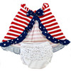 AnnLoren Baby Big Girls 4th of July Swing Stripes Stars Tank Top with Ruffle Trim and Bow