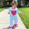 AL Limited Baby Girls Light Blue Long Sleeve Heart Romper Jumpsuit