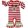 AnnLoren Baby Toddler Girls Boutique Christmas Reindeer Red Striped Romper