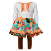 AnnLoren Girls Holiday Autumn Floral Ruffle Thanksgiving Dress & Leggings