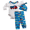 AnnLoren Baby Boys Layette Cars Trucks Long Sleeve Onesie Pants Cap 3pc Gift Set