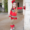 Girls Valentine's Day Leopard Heart Long Sleeve Tunic & Ruffle Pants Set