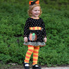 AnnLoren Girls Autumn Black Polka Dot Orange Pumpkin Dress & Leggings Outfit