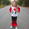 AL Limited Girls Valentine's Day LOVE Long Sleeve T Shirt & Heart Ruffle Pants Set