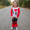 AL Limited Girls Valentine's Day LOVE Long Sleeve T Shirt & Heart Ruffle Pants Set