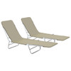 2x Folding Sun Lounger Steel and Fabric Garden Lounge Seat Multi Colors