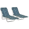 2x Folding Sun Lounger Steel and Fabric Garden Lounge Seat Multi Colors