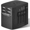 5 Core International Plug Adapter • Universal Multicharger Power Travel Adaptor • w 4 USB Ports