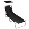 Folding Sun Lounger with Canopy Aluminum Lounge Seating Multi Colors