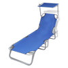 Folding Sun Lounger with Canopy Steel Garden Lounge Seat Multi Colors