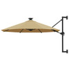 vidaXL Wall Mounted Outdoor Umbrella Parasol with Solar LEDs Patio Sunshade