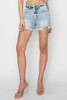 RISEN High Waist Frayed Detail Denim Shorts