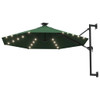 vidaXL Wall Mounted Outdoor Umbrella Parasol with Solar LEDs Patio Sunshade