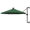 vidaXL Wall Mounted Outdoor Umbrella Parasol with Solar LEDs Patio Sunshade