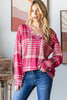 Heimish Plaid Drop Shoulder V-Neck T-Shirt